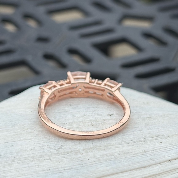 Natural Morganite 1.07 carat Designer 14k Rose Gold over Sterling Size 5 & 8 - Picture 10 of 15